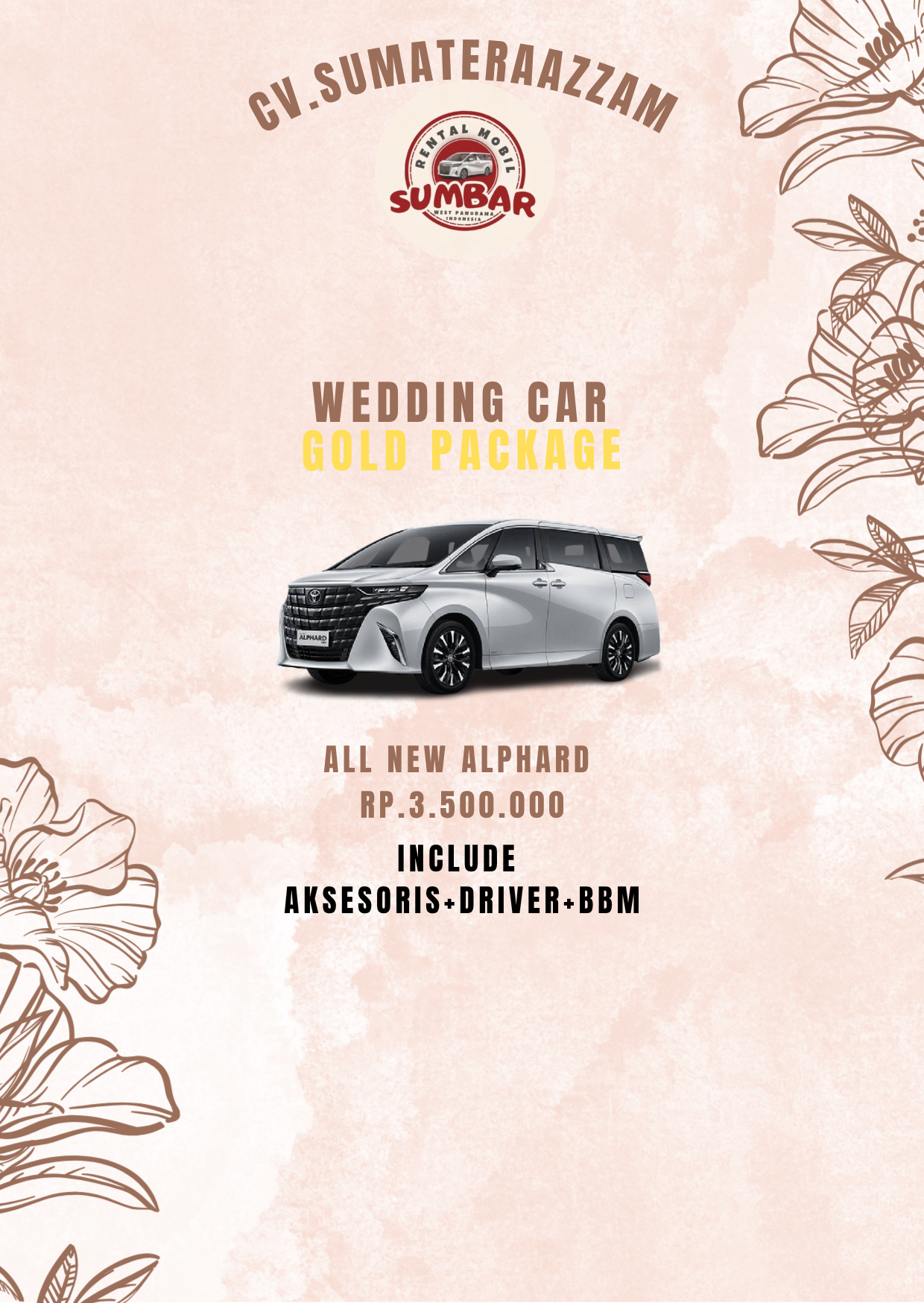 Paket Wedding Car Toyota Alphard New Padang