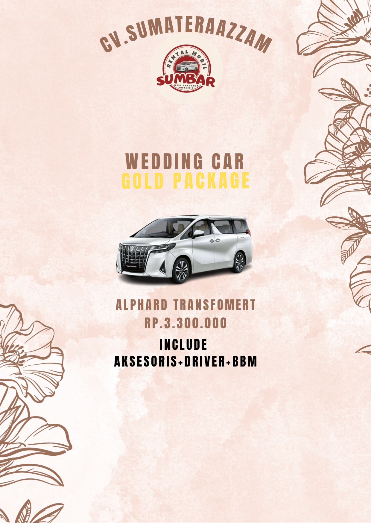 Paket Wedding Car Toyota Alphard Padang