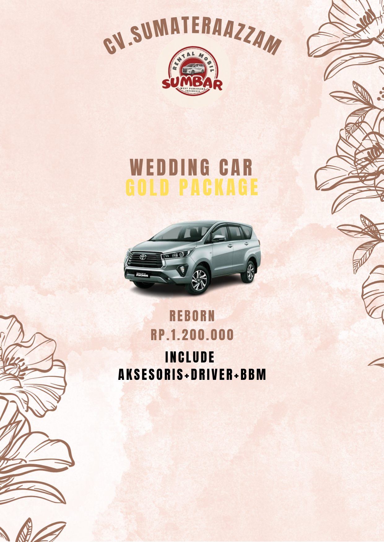 Paket Wedding Car Innova Reborn Diesel Padang