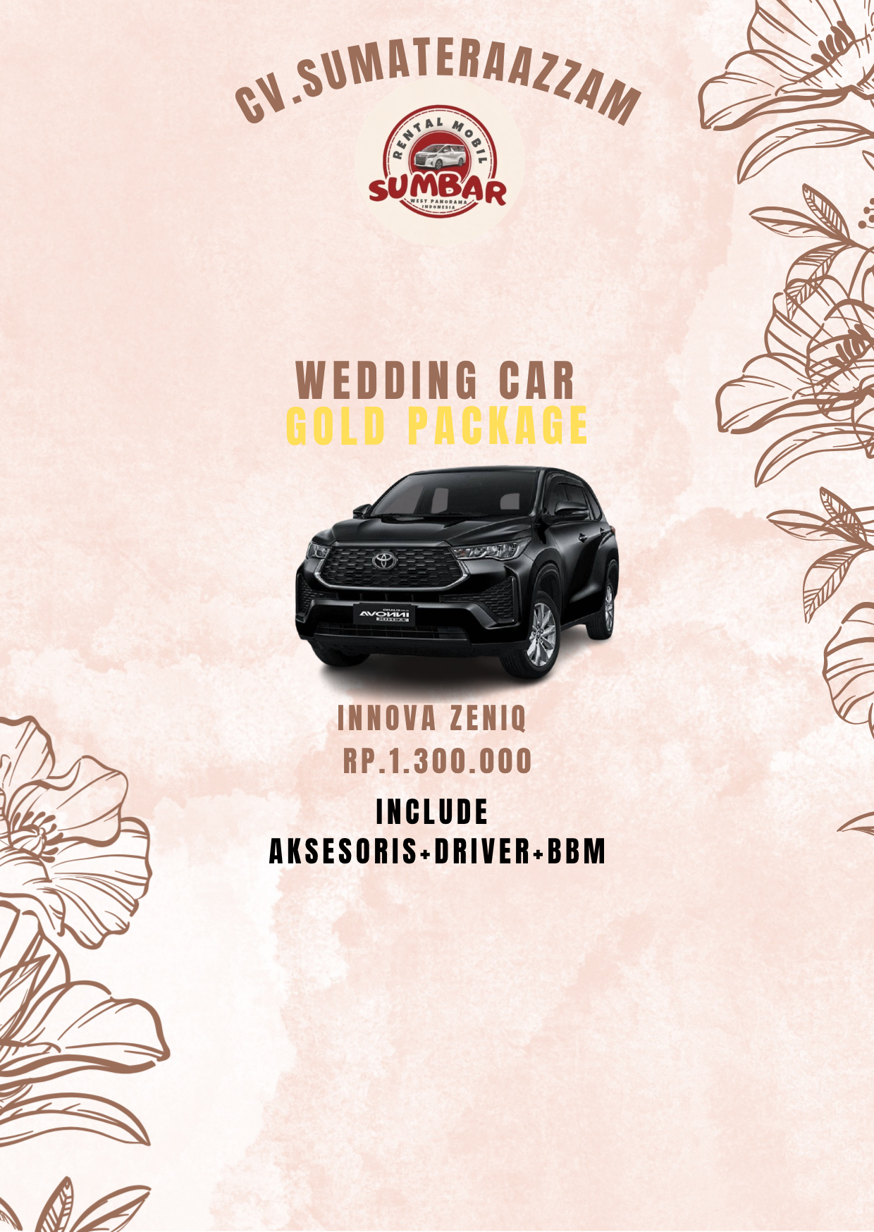 Paket Wedding Car Toyota Zenix Padang
