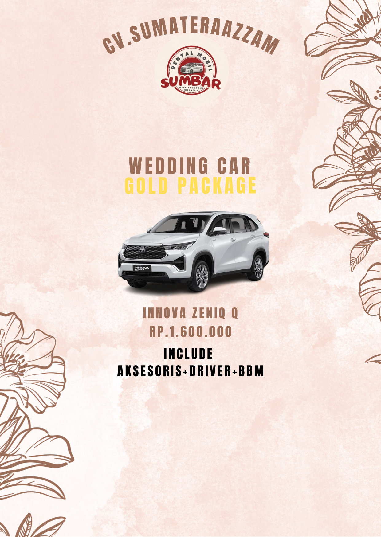 Paket Wedding Car Toyota Zenix Q Padang
